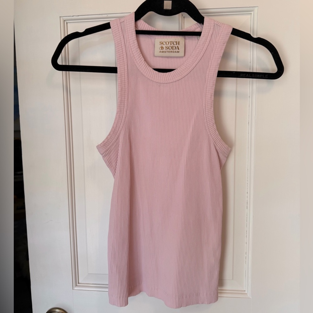 Scotch & Soda Pink Ribbed Tank Top